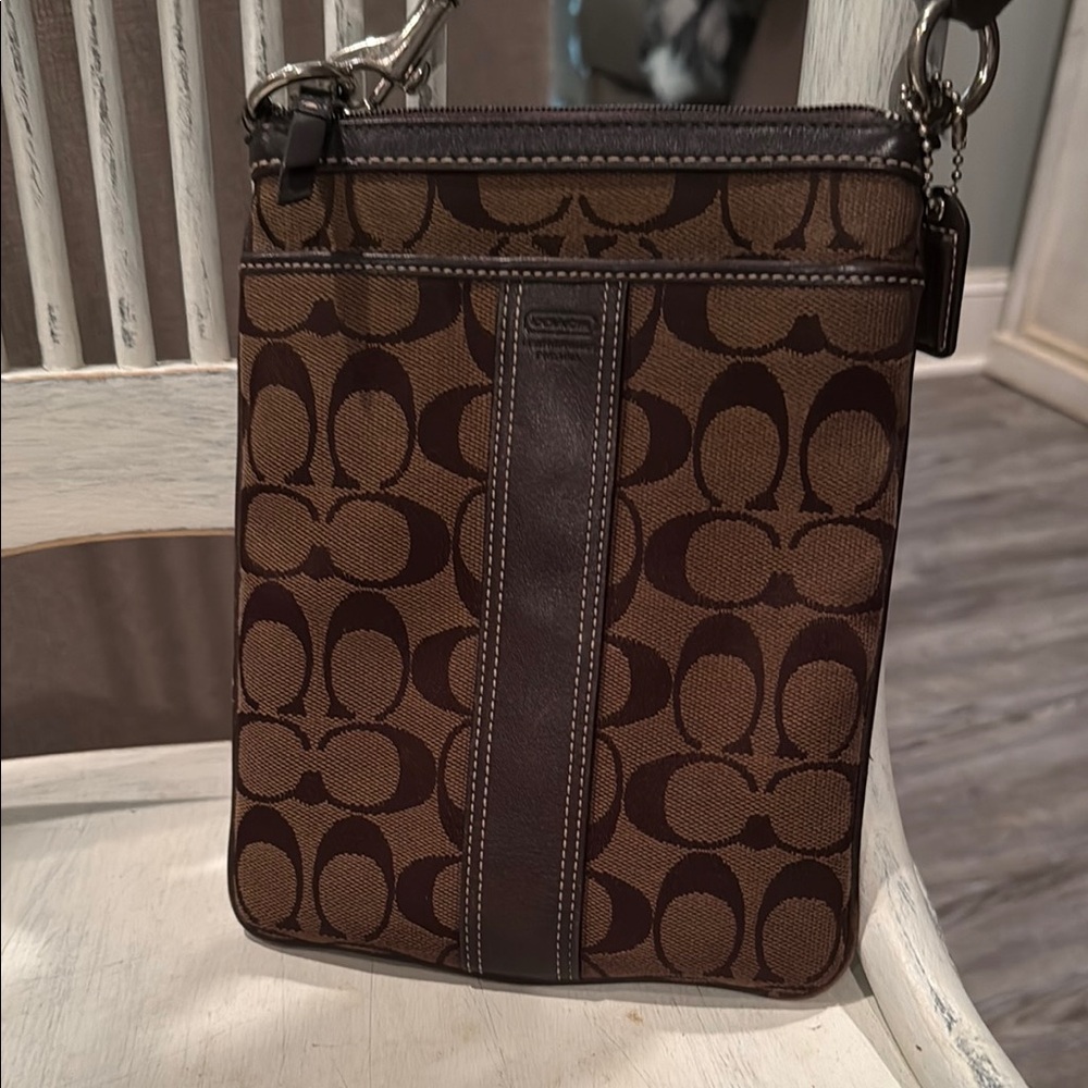 Coach Brown Messenger Bag with Signature Monogram